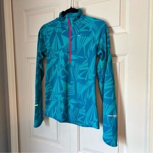 Nike Running Half Zip Jacket Dri-Fit Blue Geometric Size Small Womens